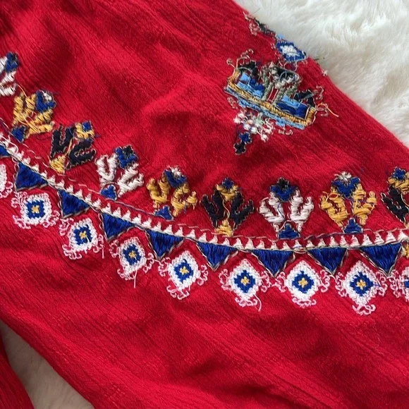 Free People Red Arianna Embroidered Tunic/ Dress size XS - Picture 6 of 10